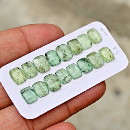 Green Kyanite Rose Cut Rectangle Shape 7x9mm, 8x10mm AA Grade Gemstone Strip - Total 8 Pcs in One Strip