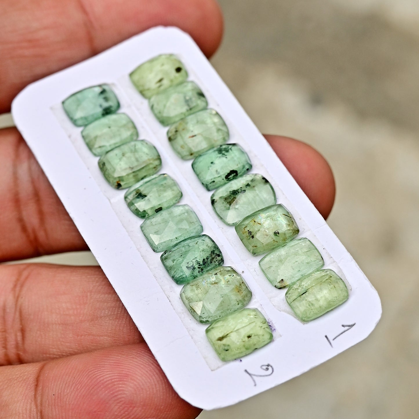 Green Kyanite Rose Cut Rectangle Shape 7x9mm, 8x10mm AA Grade Gemstone Strip - Total 8 Pcs in One Strip