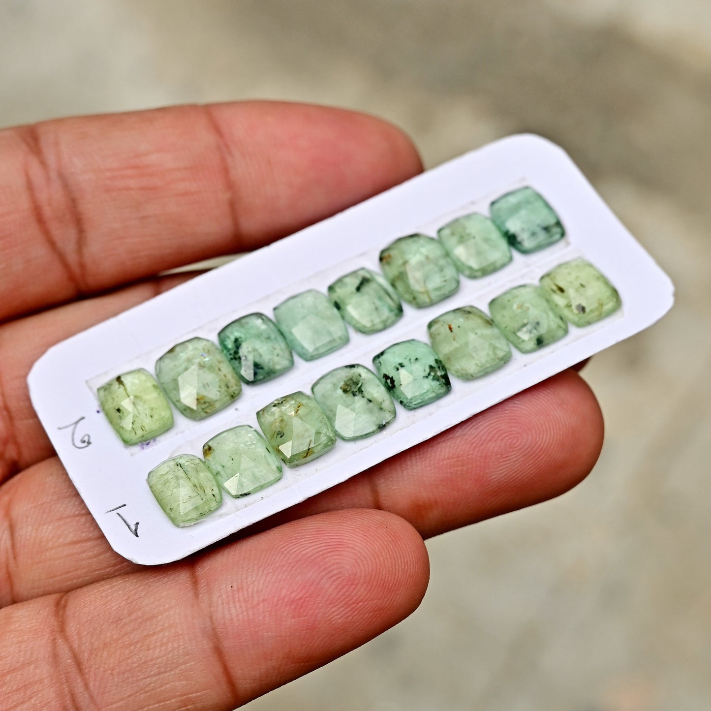 Green Kyanite Rose Cut Rectangle Shape 7x9mm, 8x10mm AA Grade Gemstone Strip - Total 8 Pcs in One Strip