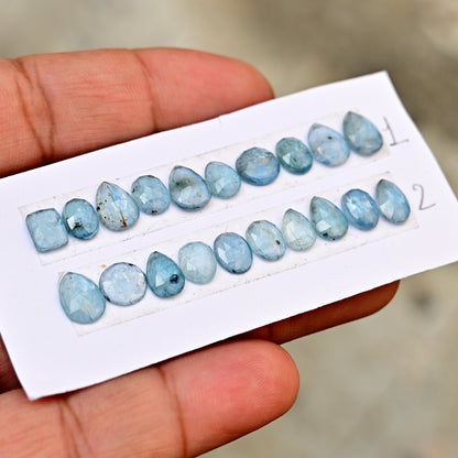 35,60 ct. Aquamarin-Kyanit, 6 x 12 mm, Rosenschliff, Baguetteform, Edelsteinklasse AA, Paket – insgesamt 15 Stück.