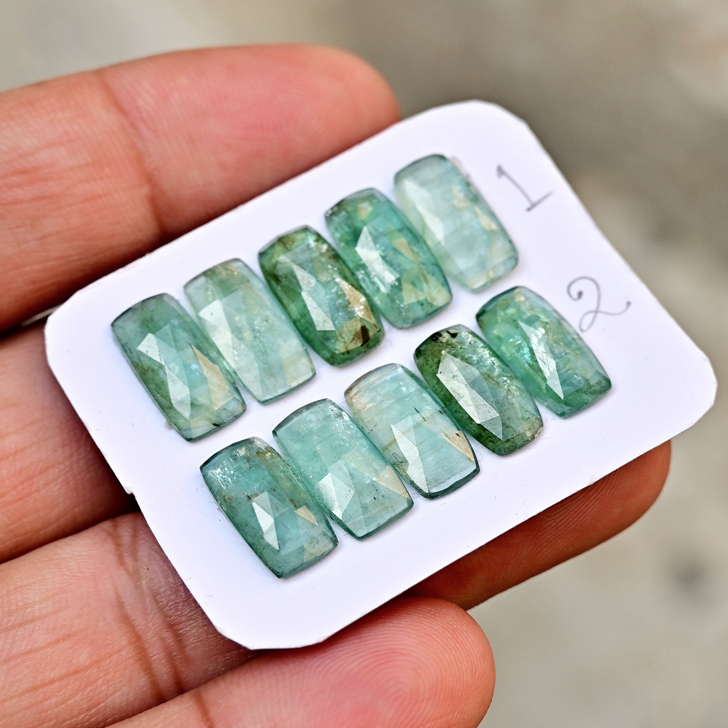 Green Kyanite Rose Cut Rectangle Shape 7x14mm AA Grade Gemstone Strip - Total 5 Pcs in One Strip