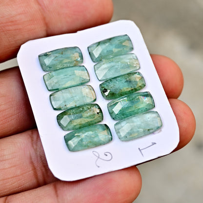 Green Kyanite Rose Cut Rectangle Shape 7x14mm AA Grade Gemstone Strip - Total 5 Pcs in One Strip