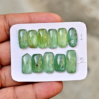 Green Kyanite Cabochons Rectangle Shape 8mm-19mm AA Grade Gemstone Strip - Total 5 Pcs in One Strip