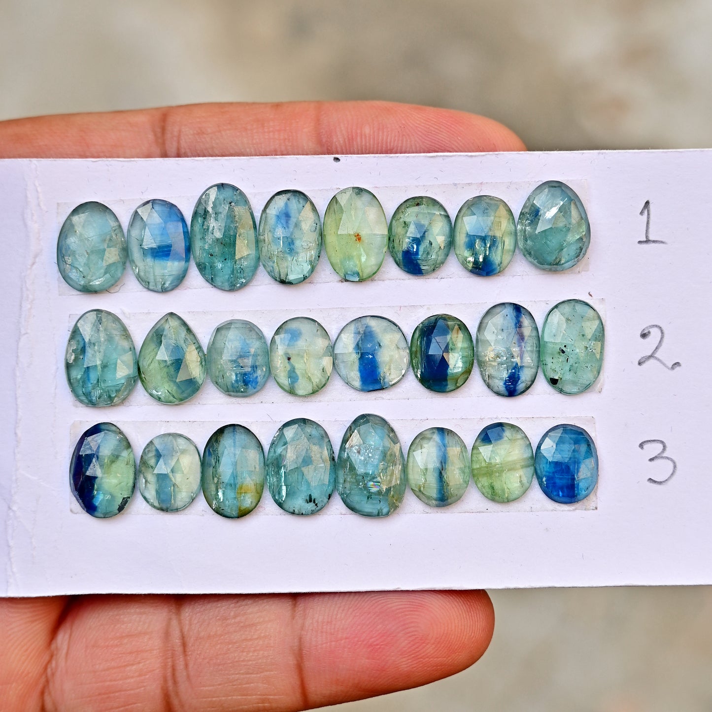 Green Kyanite Cabochons Rectangle Shape 8x10mm-9x12mm AA Grade Gemstone Strip - Total 8 Pcs in One Strip