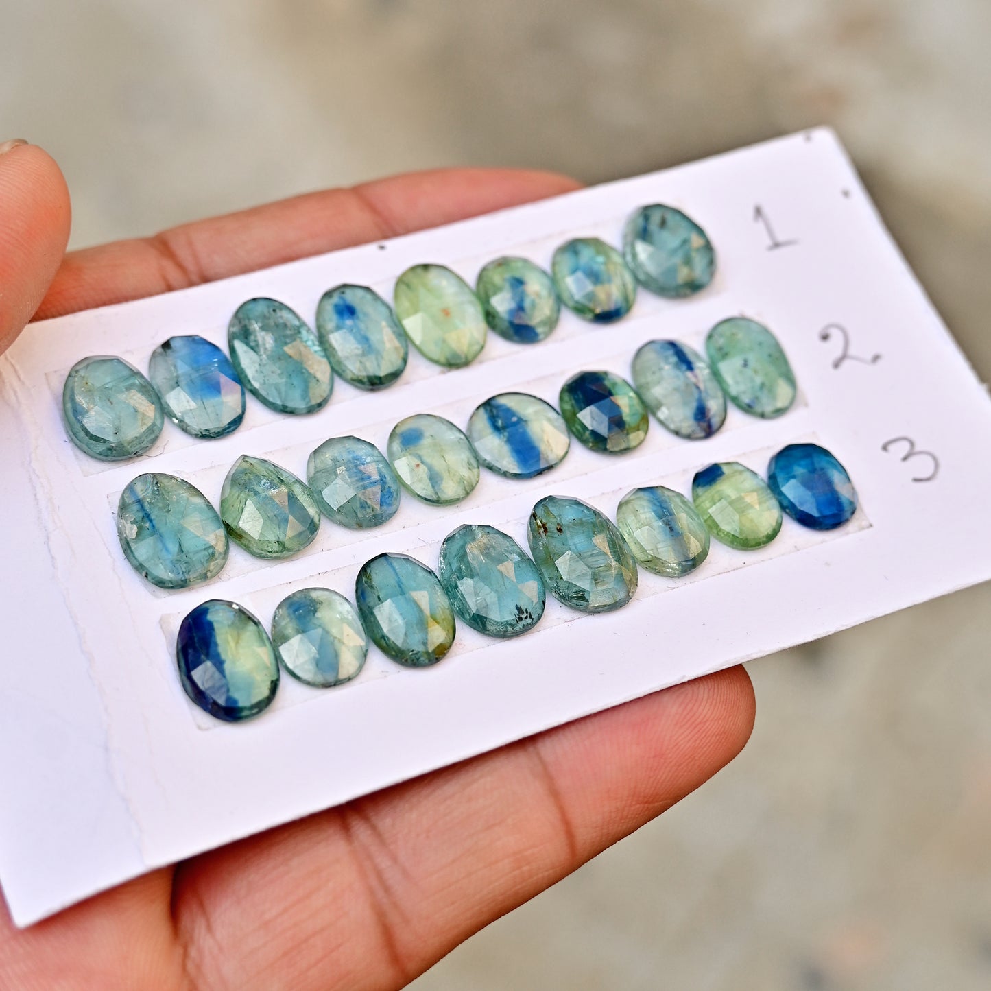 Green Kyanite Cabochons Rectangle Shape 8x10mm-9x12mm AA Grade Gemstone Strip - Total 8 Pcs in One Strip