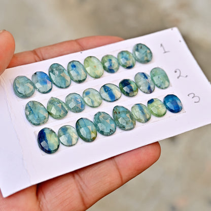 Green Kyanite Cabochons Rectangle Shape 8x10mm-9x12mm AA Grade Gemstone Strip - Total 8 Pcs in One Strip