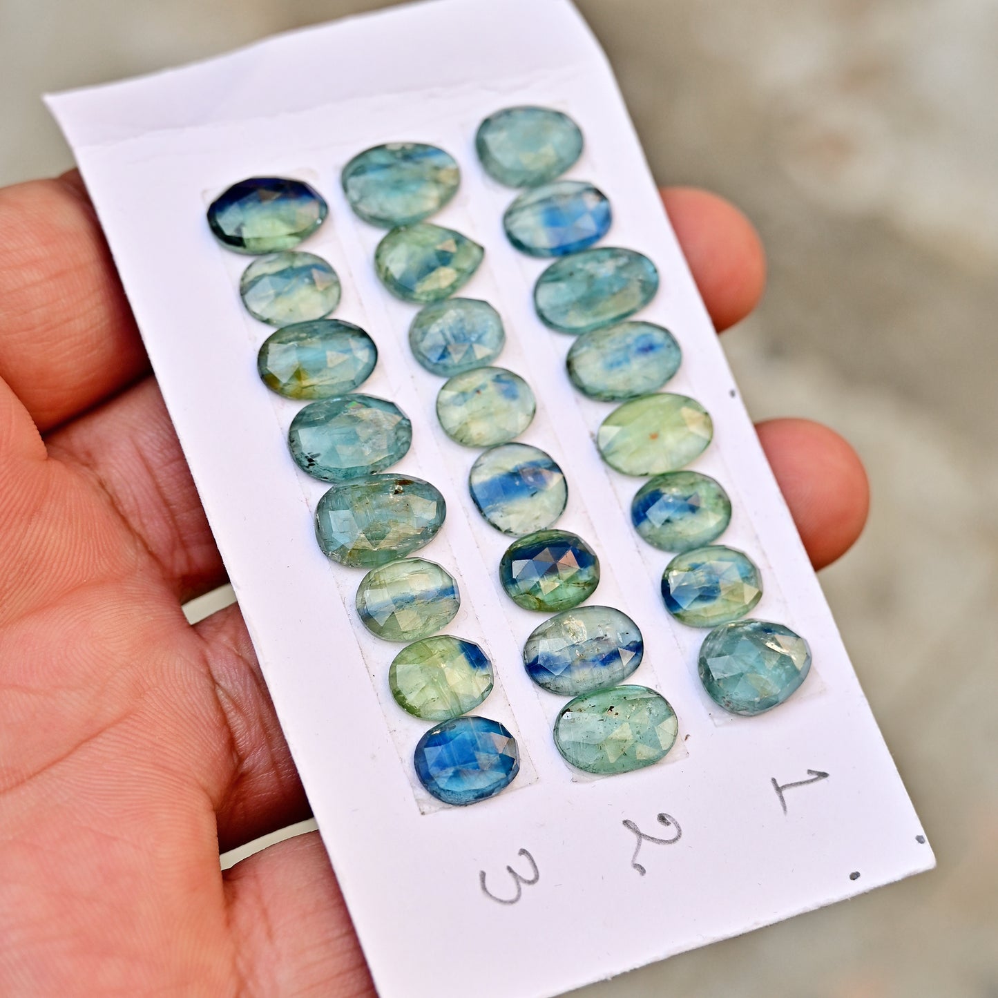 Green Kyanite Cabochons Rectangle Shape 8x10mm-9x12mm AA Grade Gemstone Strip - Total 8 Pcs in One Strip