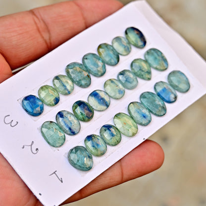 Green Kyanite Cabochons Rectangle Shape 8x10mm-9x12mm AA Grade Gemstone Strip - Total 8 Pcs in One Strip