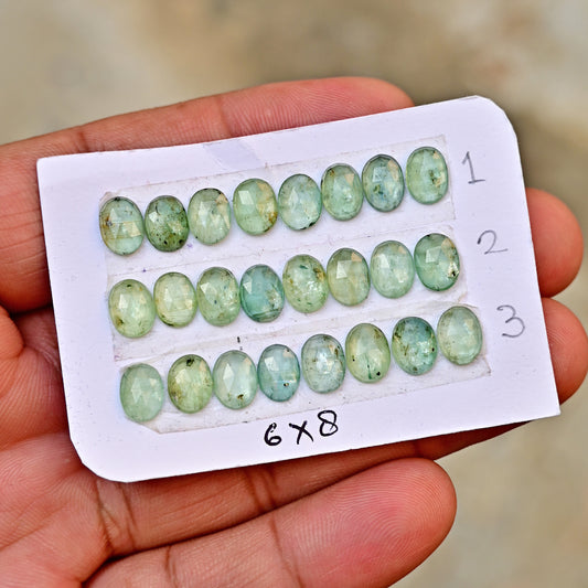 Paquete de piedras preciosas de cianita verde bio de 39,85 cts con corte rosa, cabujón de 8 x 14 mm a 9 x 12 mm, forma ovalada, grado AA (10 unidades en total)