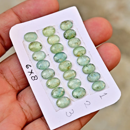 39,85 ct Smaragd Bio Grüner Kyanit Rosenschliff Cabochon 8x14mm - 9x12mm Oval Form AA Qualität Edelstein Paket - Insgesamt 10 Stück