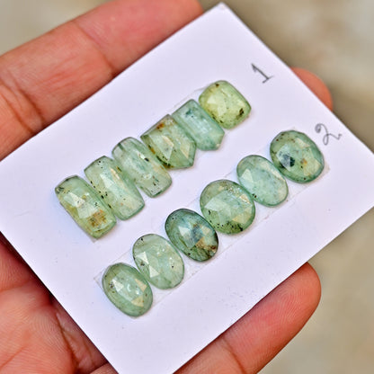 Green Kyanite Cabochons Mix Shape 7x14mm-10x12mm AA Grade Gemstone Strip - Total 6 Pcs in One Strip