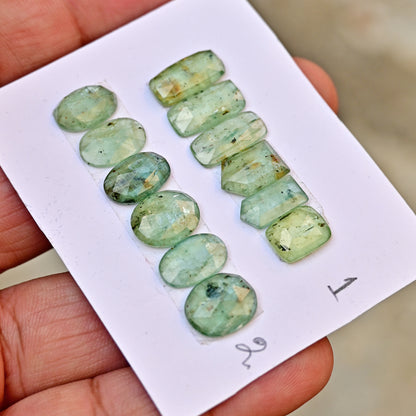 Green Kyanite Cabochons Mix Shape 7x14mm-10x12mm AA Grade Gemstone Strip - Total 6 Pcs in One Strip