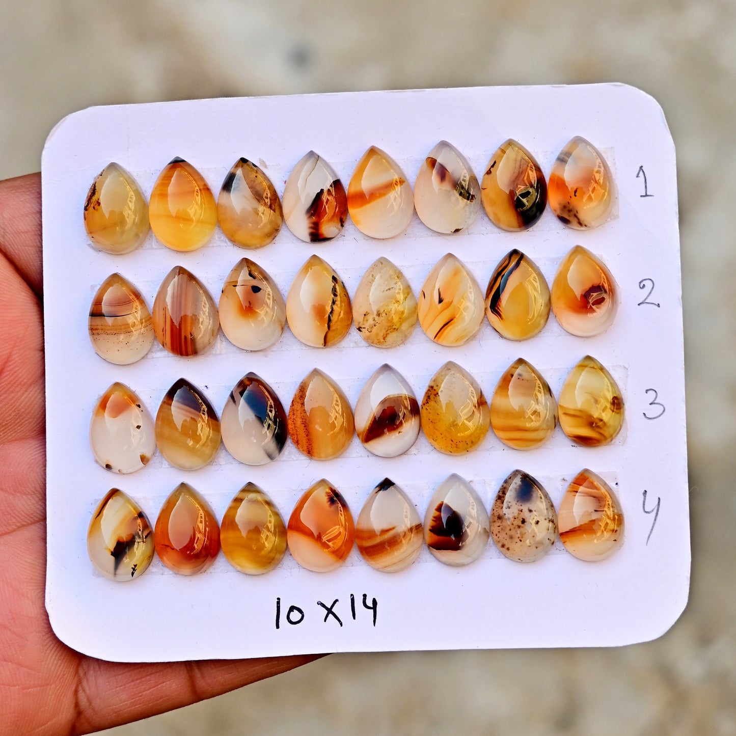 Montana Agate 10X14mm Faceted Rose Cut Pear Shape AA Grade Gemstone Strip -Total 8  Pcs in one