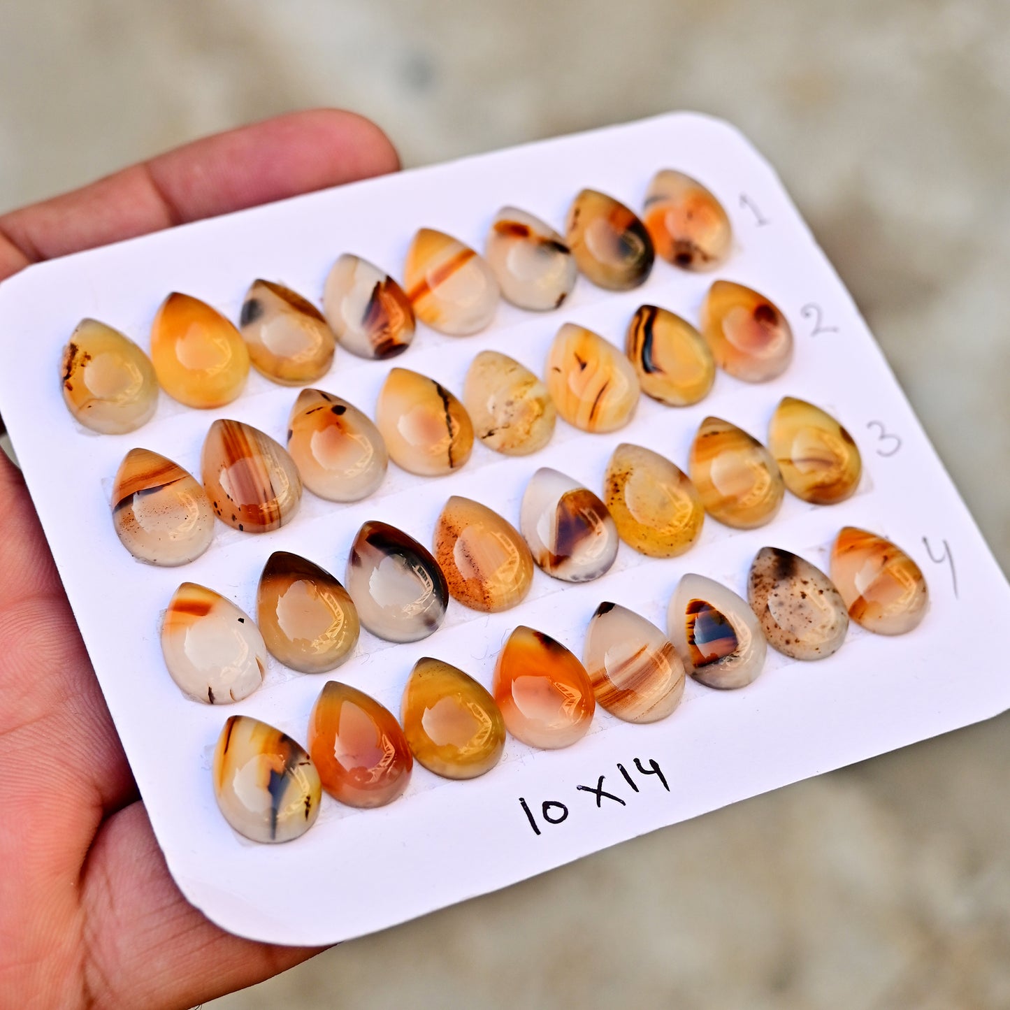 Montana Agate 10X14mm Faceted Rose Cut Pear Shape AA Grade Gemstone Strip -Total 8  Pcs in one