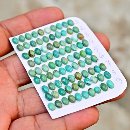 Loose Strip Of Kingman Turquoise Cabochons Oval shape 4x6mm AA Grade Strip Set -Total 10 Pcs in one strip