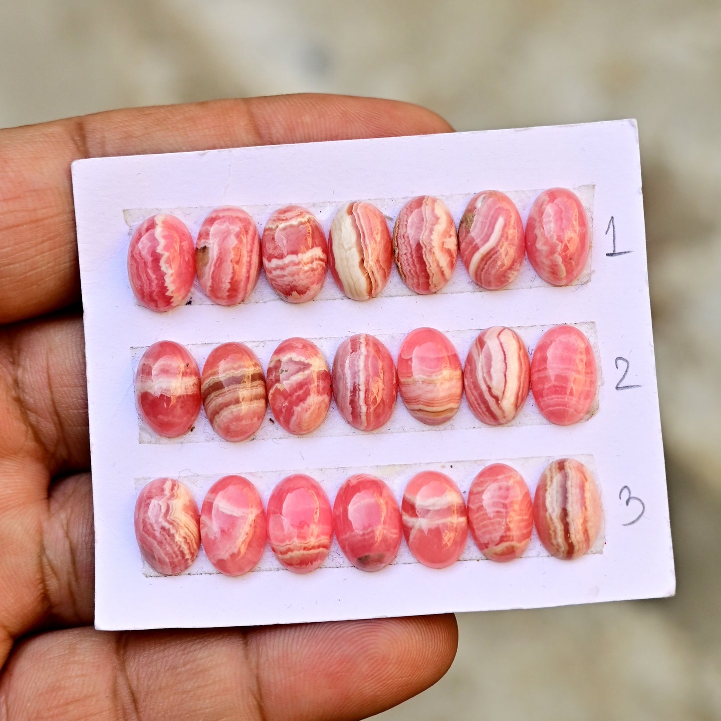 34,5 ct Rhodochrosit, Rosenschliff, Freiform, 10 x 10 mm – 9 x 11 mm, loser Edelstein der Güteklasse AA, insgesamt 10 Stück