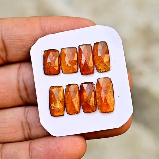 Orange Kyanite Rose Cut  Rectangle Shape 12-16mm AA Grade Gemstone Strip - Total 4 Pcs