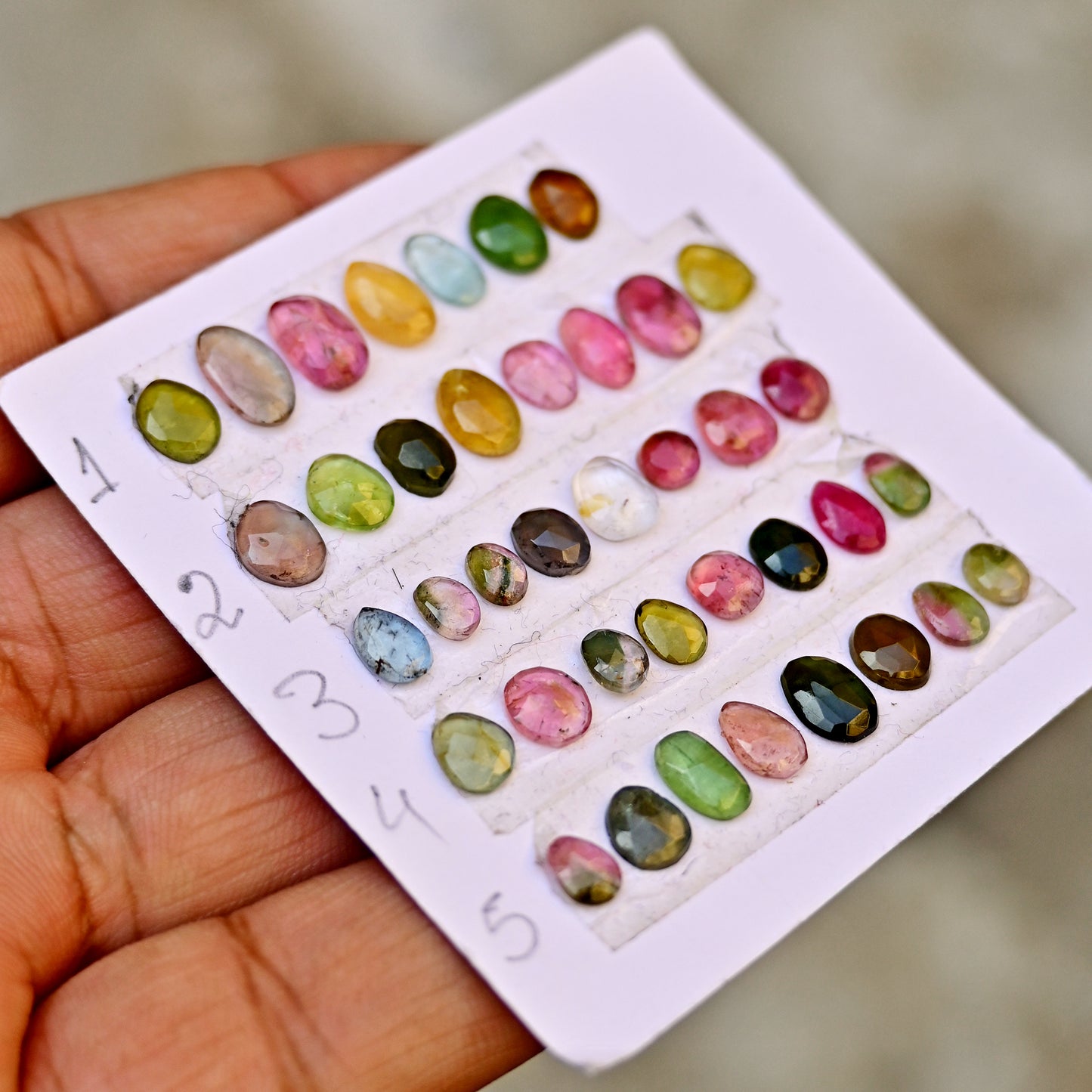 Tourmaline Cabochon Freeform Shape 4mm-10mm AA Grade Strip Set -Total 8 Pcs in one strip