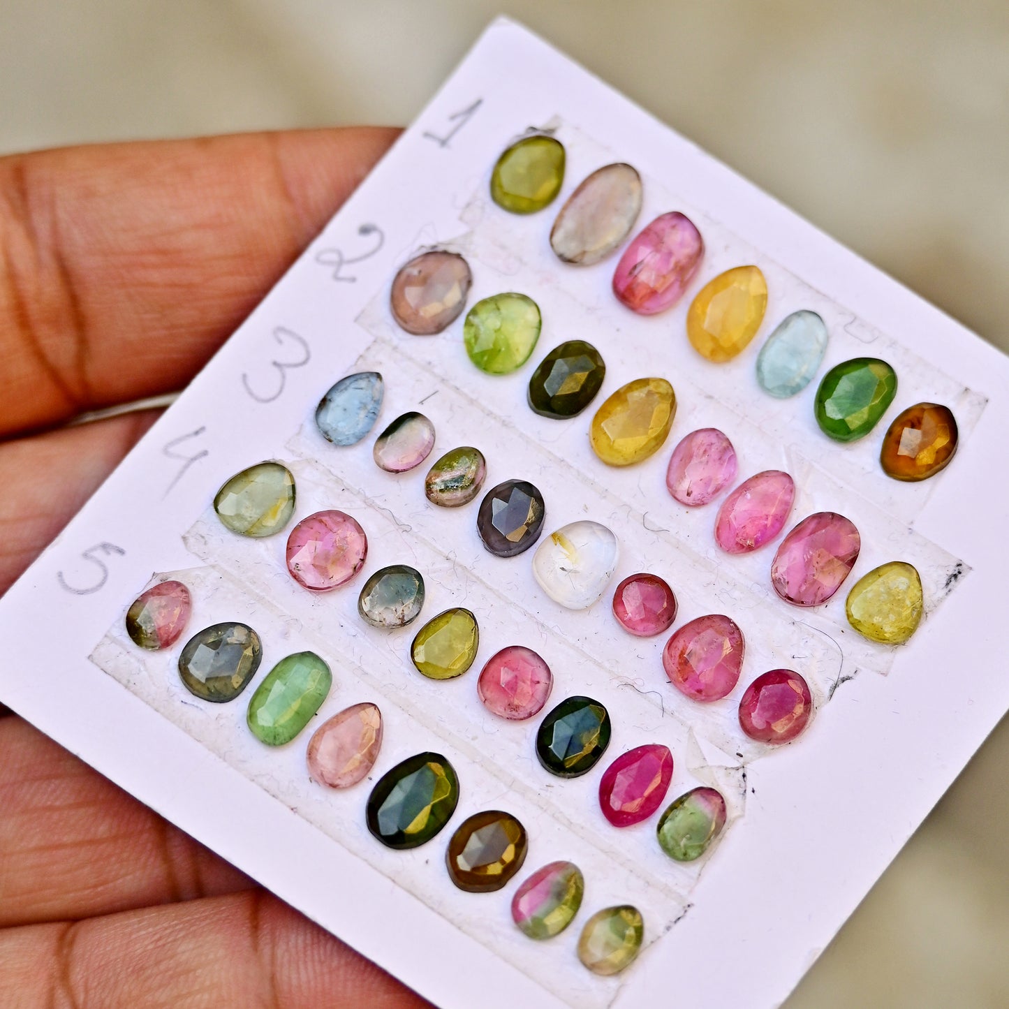 Tourmaline Cabochon Freeform Shape 4mm-10mm AA Grade Strip Set -Total 8 Pcs in one strip