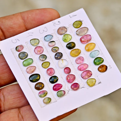 Tourmaline Cabochon Freeform Shape 4mm-10mm AA Grade Strip Set -Total 8 Pcs in one strip