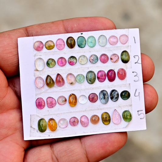 Tourmaline Cabochon Freeform Shape 4mm-10mm AA Grade Strip Set -Total 8 Pcs in one strip (Copy)