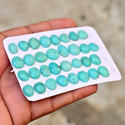 Loose Strip Of Kingman Turquoise Rosecut Oval shape 10mm-14mm AA Grade Strip Set -Total 8 Pcs in one strip