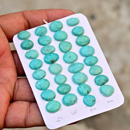 Loose Strip Of Kingman Turquoise Rosecut Oval shape 10mm-14mm AA Grade Strip Set -Total 8 Pcs in one strip