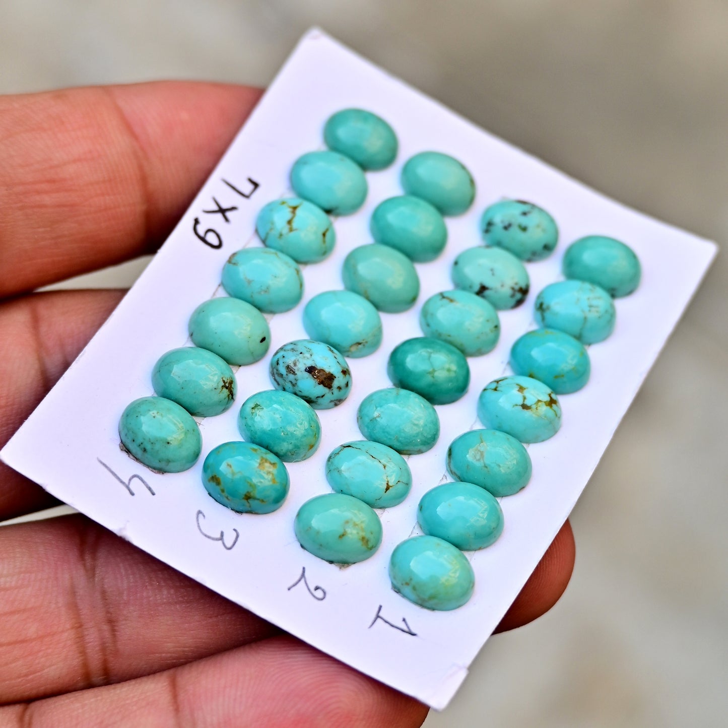 Loose Strip Of Kingman Turquoise Rosecut Oval shape 7x9mm AA Grade Strip Set -Total 7 Pcs in one strip