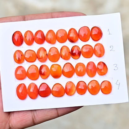 Carnelian Cabochons Freeform Shape  7x11mm-8x10mm AA Grade Gemstone Strip Set -Total 8 Pcs in one strip