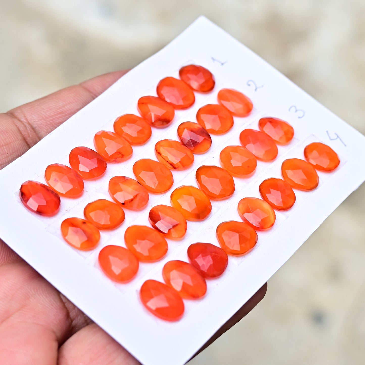 Carnelian Cabochons Freeform Shape  7x11mm-8x10mm AA Grade Gemstone Strip Set -Total 8 Pcs in one strip