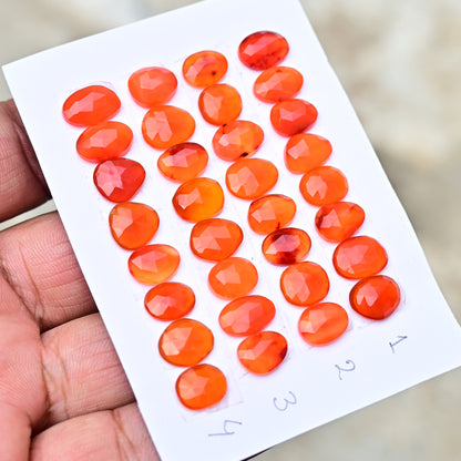 Carnelian Cabochons Freeform Shape  7x11mm-8x10mm AA Grade Gemstone Strip Set -Total 8 Pcs in one strip