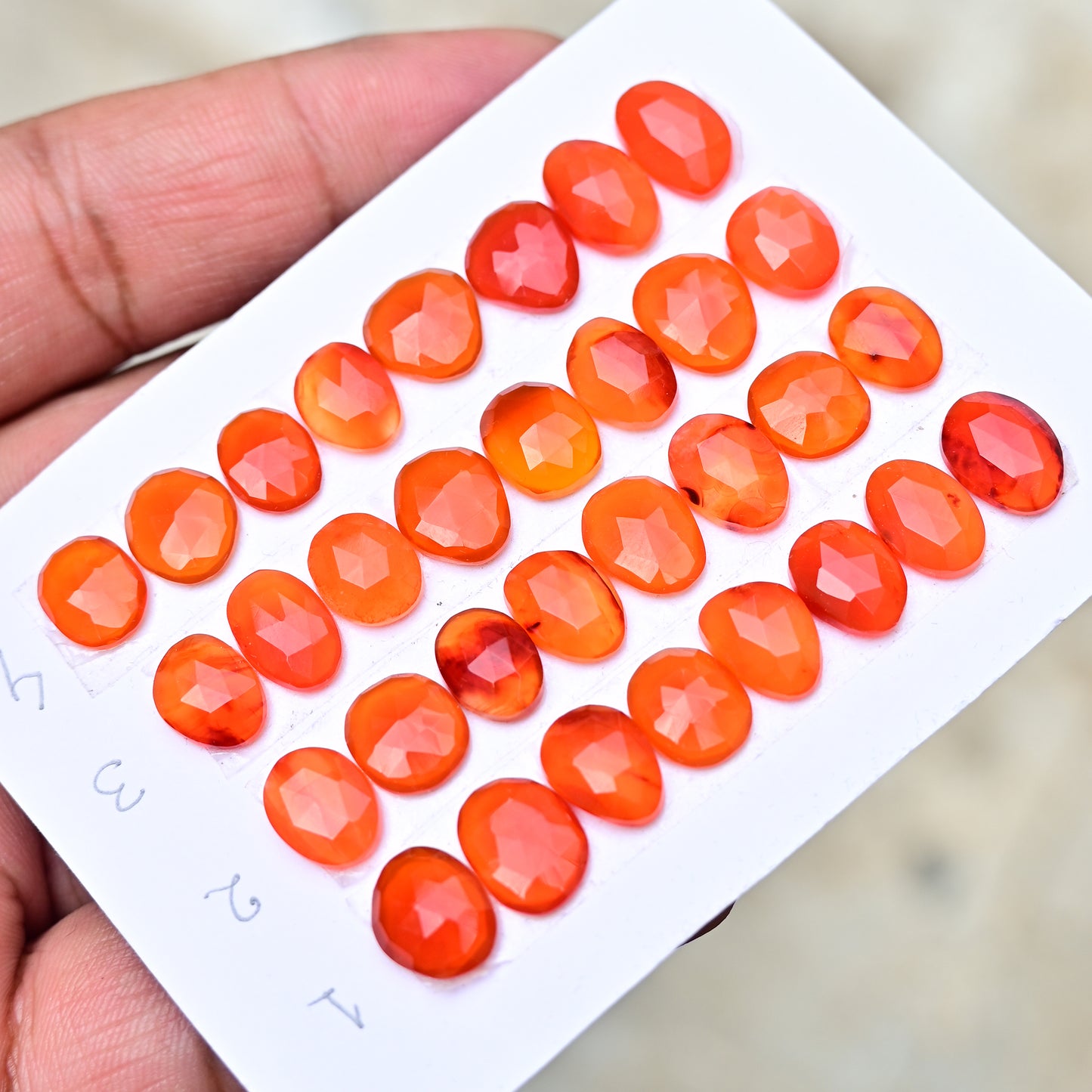 Carnelian Cabochons Freeform Shape  7x11mm-8x10mm AA Grade Gemstone Strip Set -Total 8 Pcs in one strip