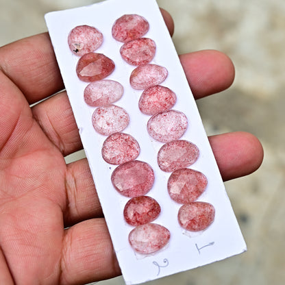 Strawberry Quartz Set  Rose Cut Freeform Shape  9mm-15mm  AA Grade Gemstone Strip Set -Total 8 Pcs in one strip