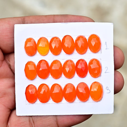 Carnelian Rosecut Oval Shape  8x12mm AA Grade Gemstone Strip Set -Total 6 Pcs in one strip