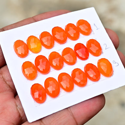 Carnelian Rosecut Oval Shape  8x12mm AA Grade Gemstone Strip Set -Total 6 Pcs in one strip