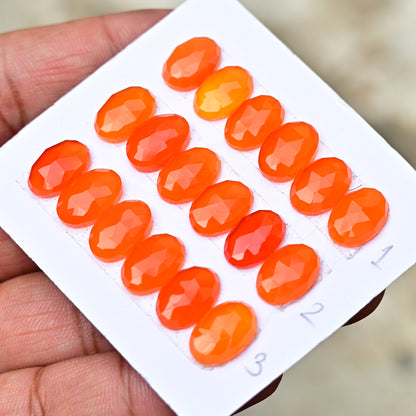 Carnelian Rosecut Oval Shape  8x12mm AA Grade Gemstone Strip Set -Total 6 Pcs in one strip