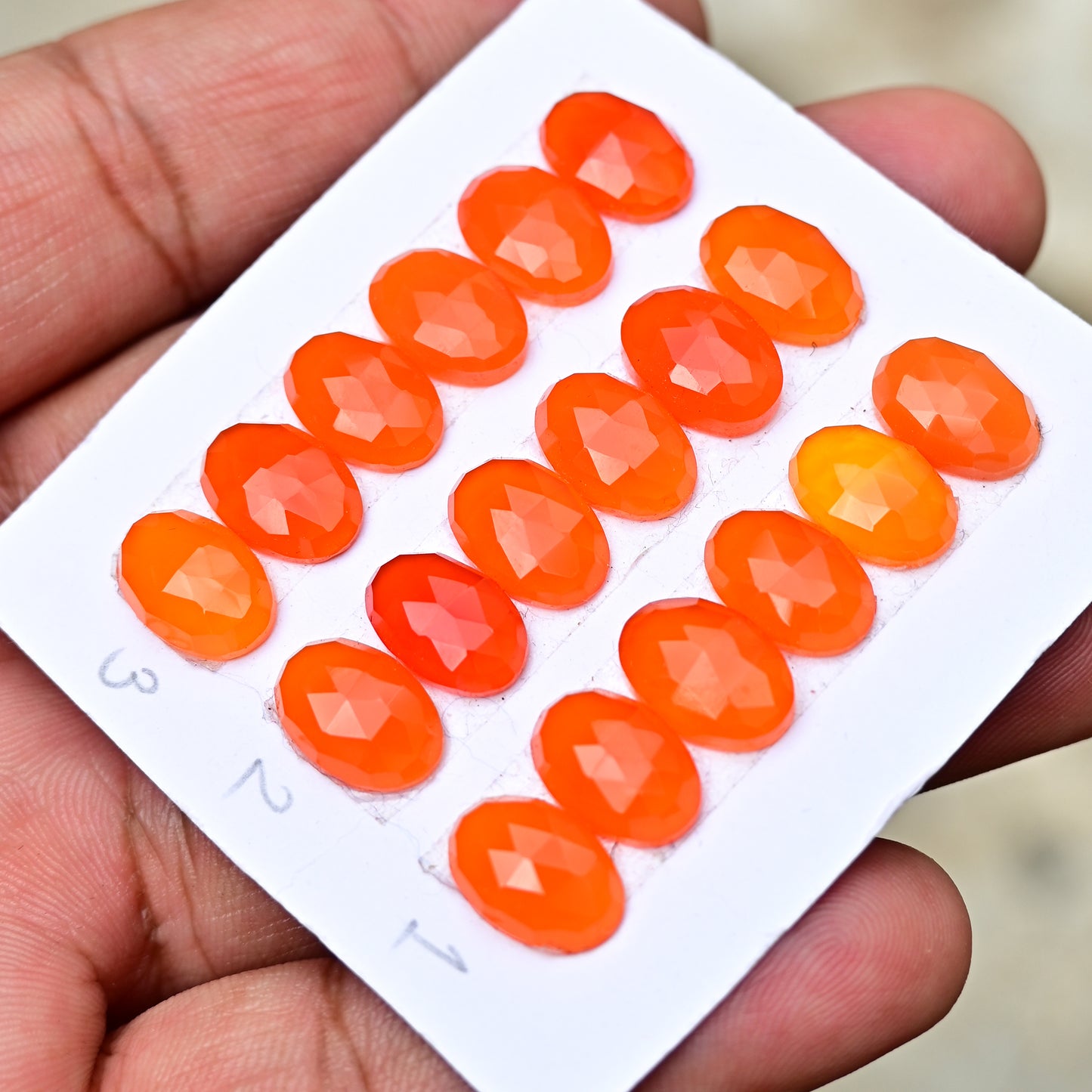 Carnelian Rosecut Oval Shape  8x12mm AA Grade Gemstone Strip Set -Total 6 Pcs in one strip