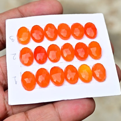 Carnelian Rosecut Oval Shape  8x12mm AA Grade Gemstone Strip Set -Total 6 Pcs in one strip