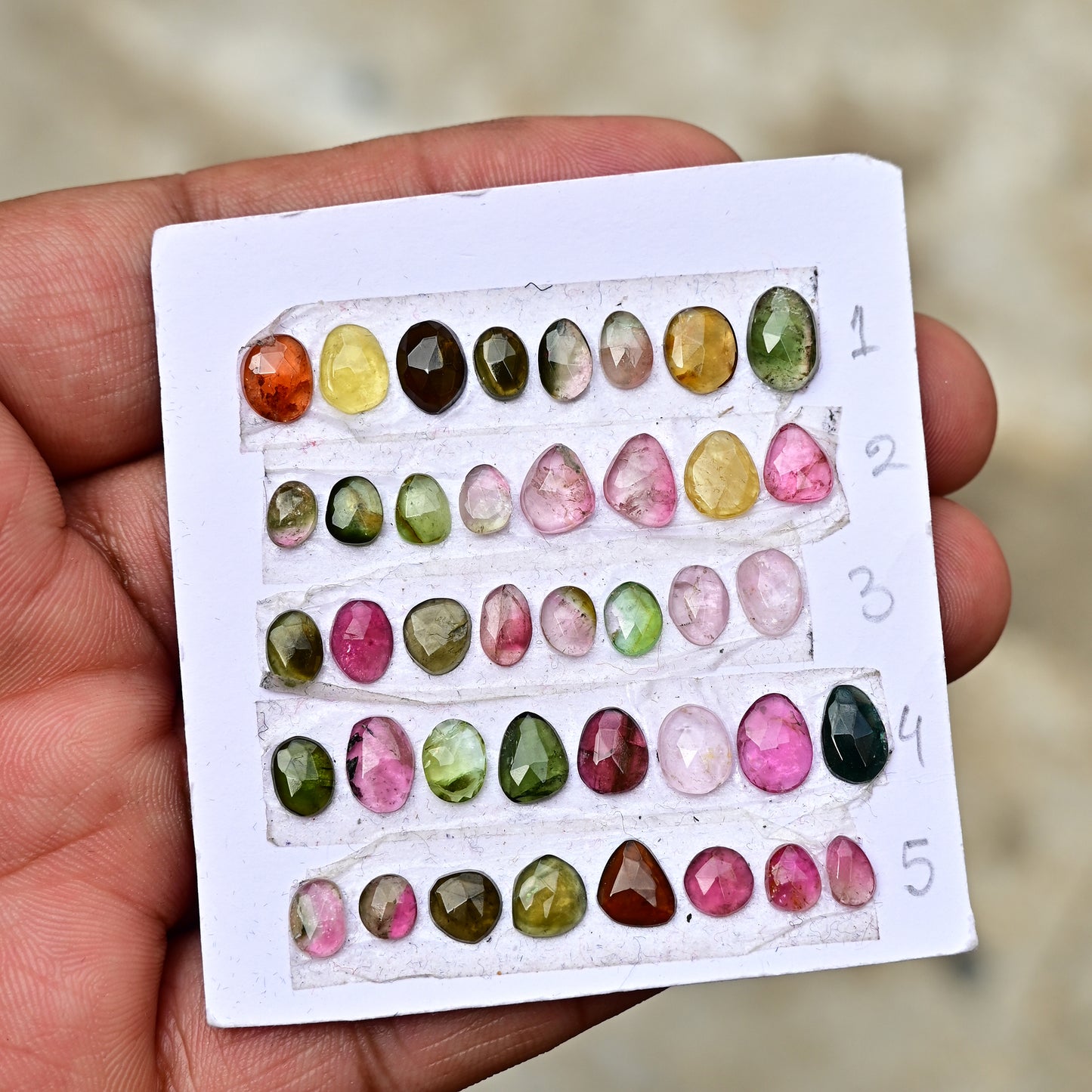 Tourmaline Cabochon Freeform Shape 4mm-10mm AA Grade Strip Set -Total 8 Pcs in one strip