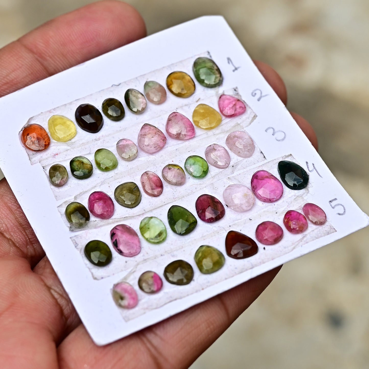 Tourmaline Cabochon Freeform Shape 4mm-10mm AA Grade Strip Set -Total 8 Pcs in one strip