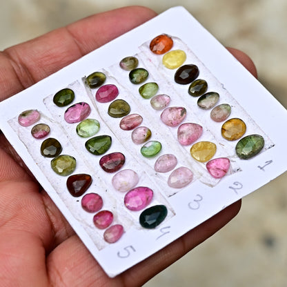 Tourmaline Cabochon Freeform Shape 4mm-10mm AA Grade Strip Set -Total 8 Pcs in one strip