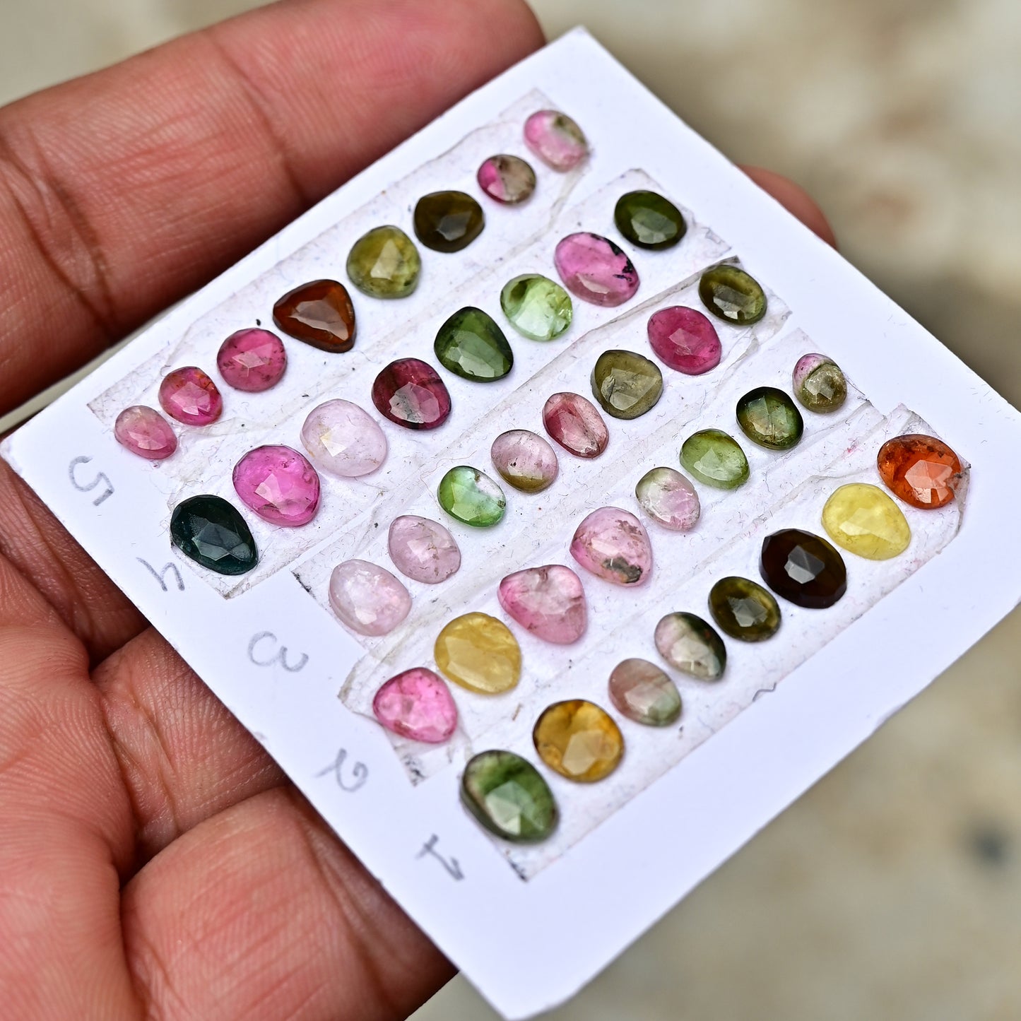 Tourmaline Cabochon Freeform Shape 4mm-10mm AA Grade Strip Set -Total 8 Pcs in one strip