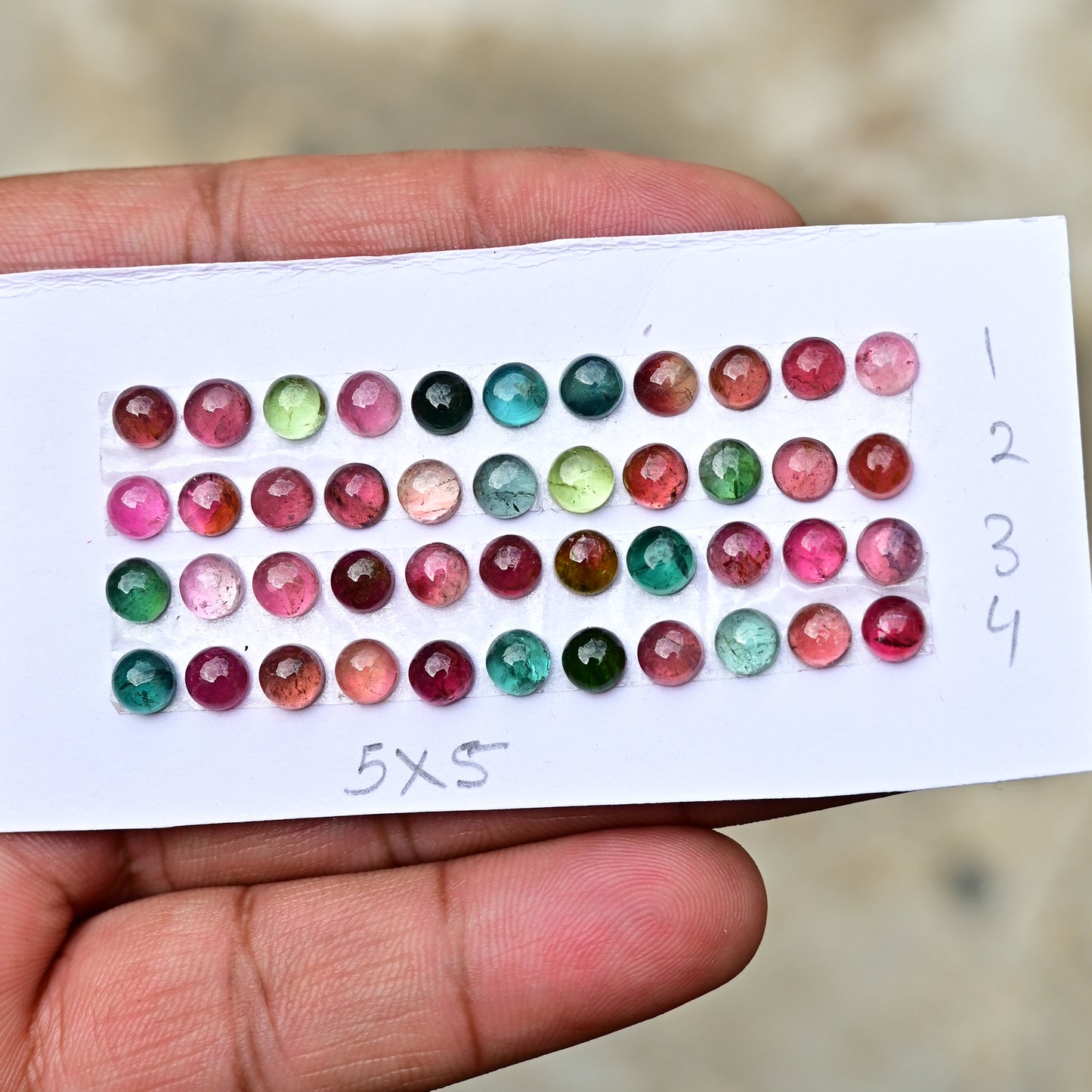 Tourmaline Cabochon Round Shape 5x5mm AA Grade Strip Set -Total 11 Pcs in one strip