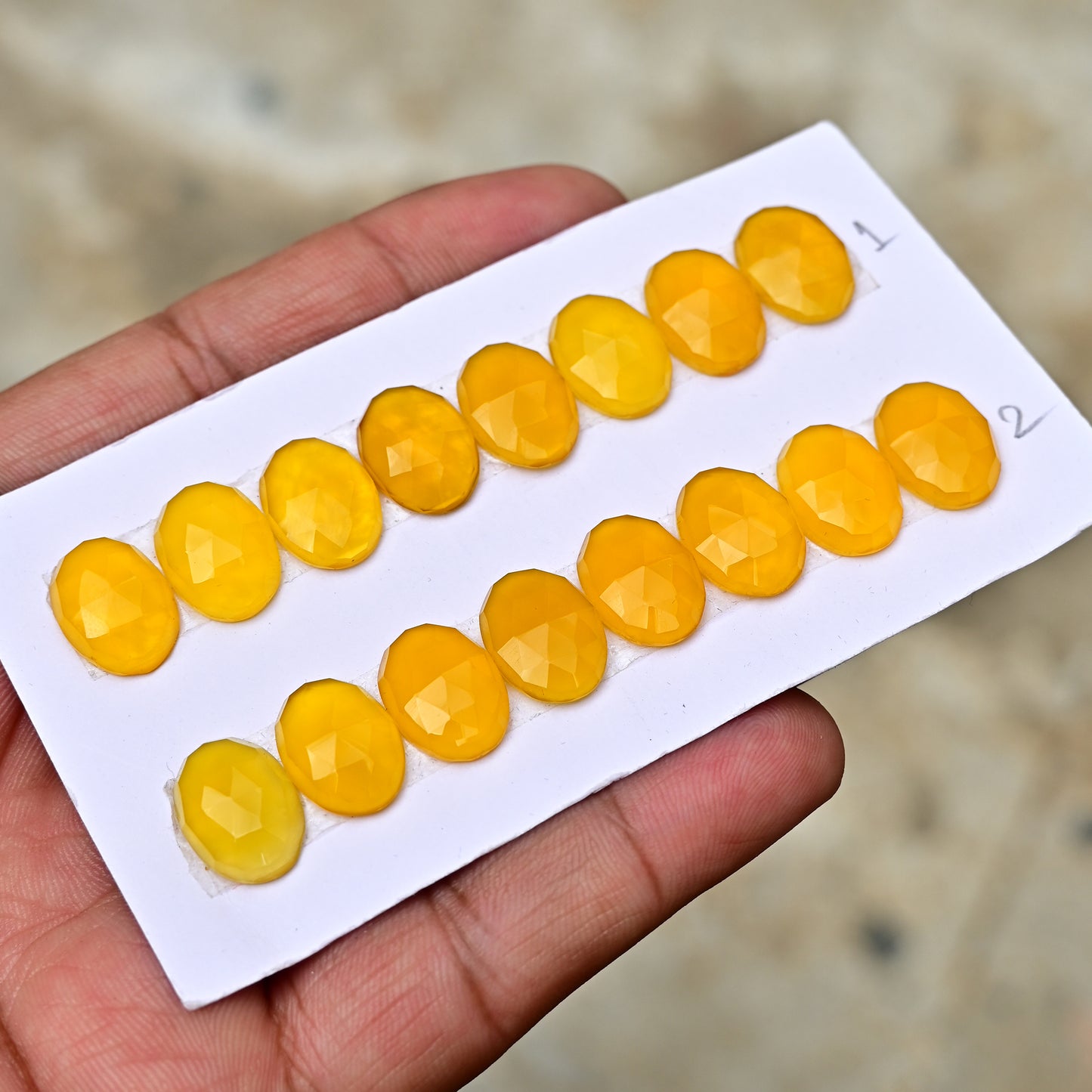 Yellow Chalcedony Oval Shape 10x14mm Rose Cut AA Grade Gemstone Strip Set-Total 8 Pcs in one