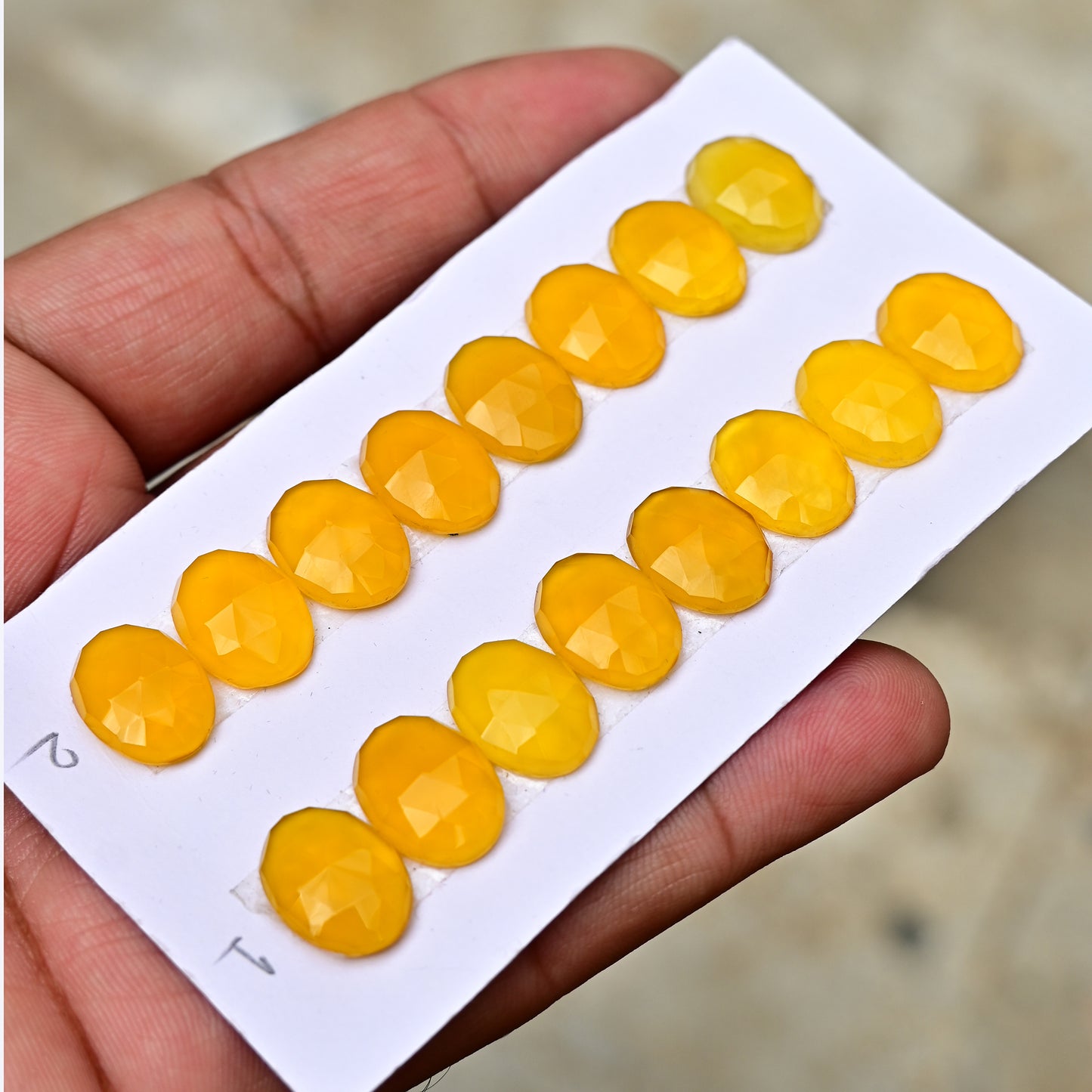 Yellow Chalcedony Oval Shape 10x14mm Rose Cut AA Grade Gemstone Strip Set-Total 8 Pcs in one