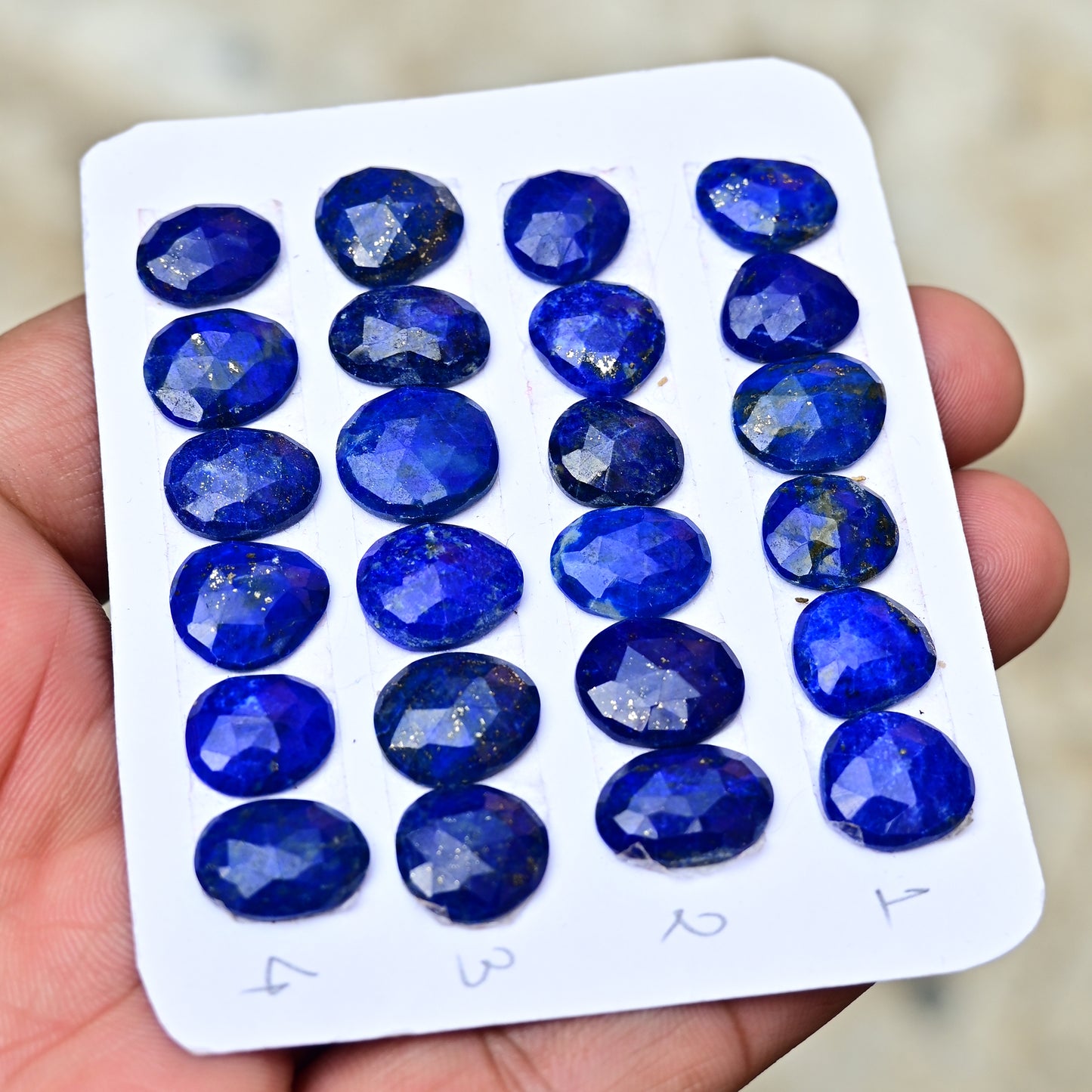 Lapis Lazuli Rose cut  10-14mm Freeform Shape AA Grade Gemstone Strip -Total 6 Pcs in One