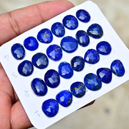 Lapis Lazuli Rose cut  10-14mm Freeform Shape AA Grade Gemstone Strip -Total 6 Pcs in One