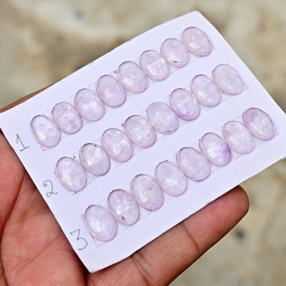 Pink Amethyst Strip 8x12mm Rose Cut Oval Shape AA Grade Gemstone Strip -Total 8 Pcs in one