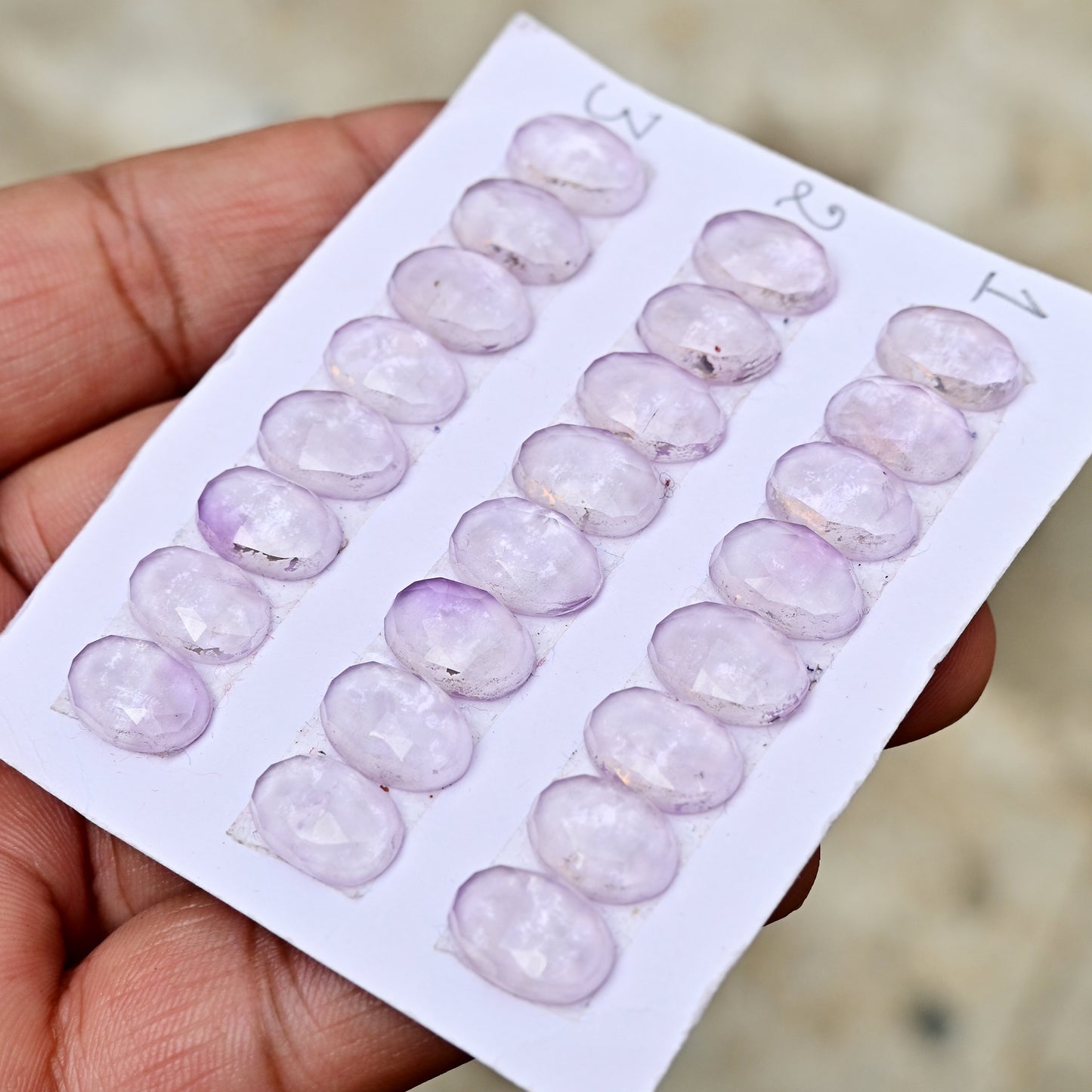 Pink Amethyst Strip 8x12mm Rose Cut Oval Shape AA Grade Gemstone Strip -Total 8 Pcs in one