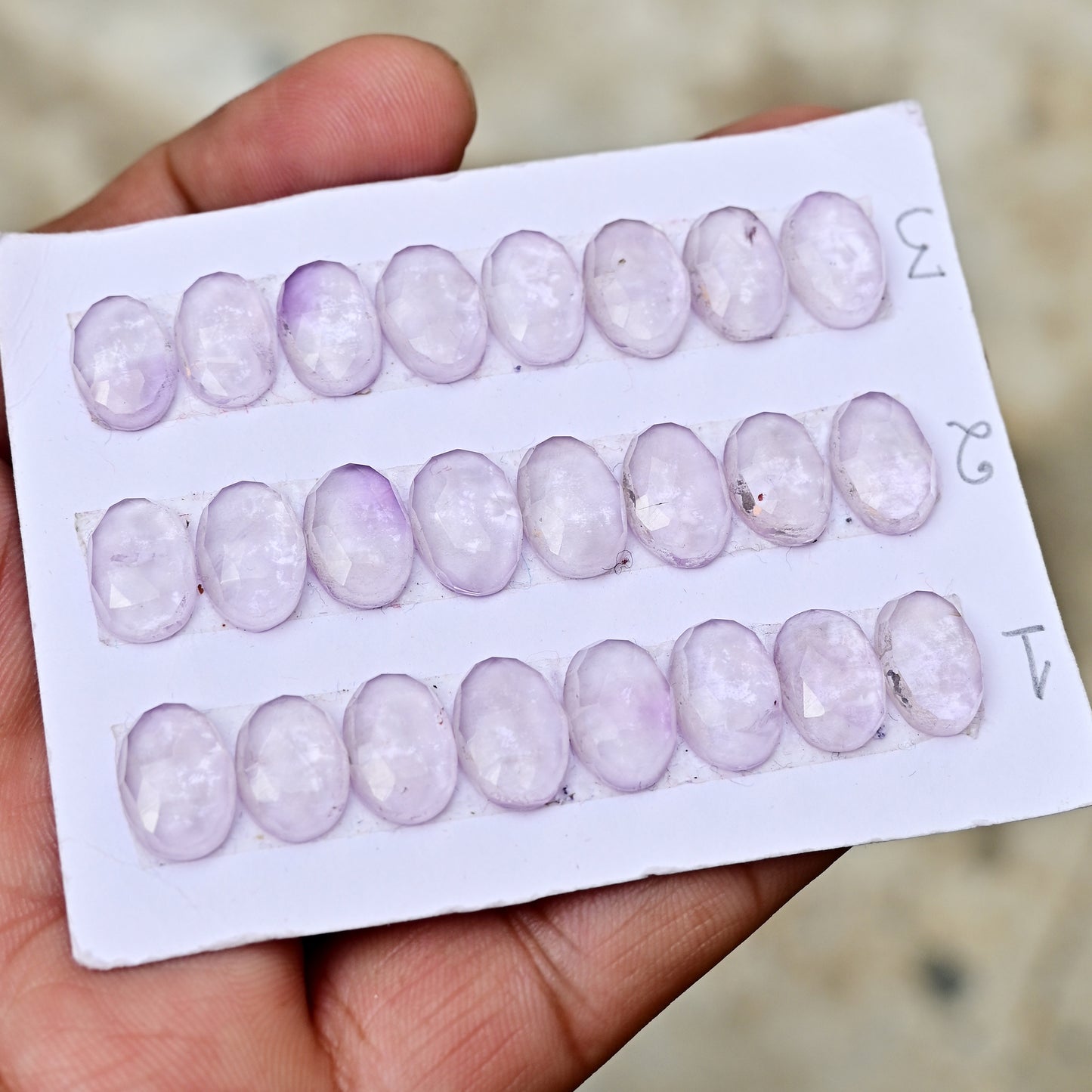 Pink Amethyst Strip 8x12mm Rose Cut Oval Shape AA Grade Gemstone Strip -Total 8 Pcs in one